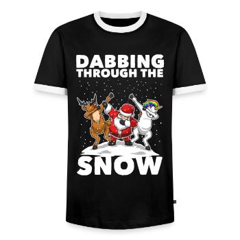 Dabbing Santa Dabbing Einhorn Weihnachten Geschenk - Men's Ringer Shirt - black/white - Front - AI Model Female 172 light (172cm) & AI Model Male 178 light (178cm)