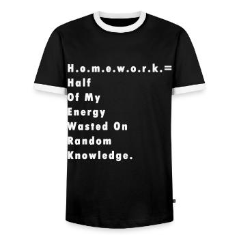 Hausaufgaben Lehrer Schüler Spruch Geschenk Schule - Männer Kontrast-T-Shirt - Schwarz/Weiß - Vorne - AI Model Female 172 light (172cm) & AI Model Male 178 light (178cm)