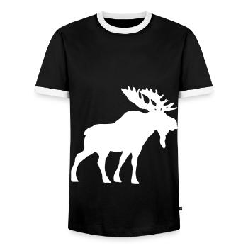 elk - Men's Ringer Shirt - black/white - Front - AI Model Female 172 light (172cm) & AI Model Male 178 light (178cm)