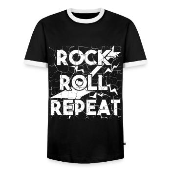 Rock, Roll, Repeat super Geschenkidee für Freunde - Männer Kontrast-T-Shirt - Schwarz/Weiß - Vorne - AI Model Female 172 light (172cm) & AI Model Male 178 light (178cm)