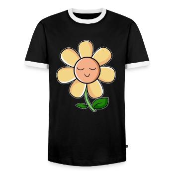 Blume Sonnenblume comic kawaii niedlich Geschenk - Männer Kontrast-T-Shirt - Schwarz/Weiß - Vorne - AI Model Female 172 light (172cm) & AI Model Male 178 light (178cm)