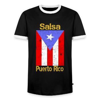 Tee shirt Cadeau Musique Latino Salsa de Puerto Rico - T-shirt contrasté Homme - noir/blanc - Devant - AI Model Female 172 light (172cm) & AI Model Male 178 light (178cm)