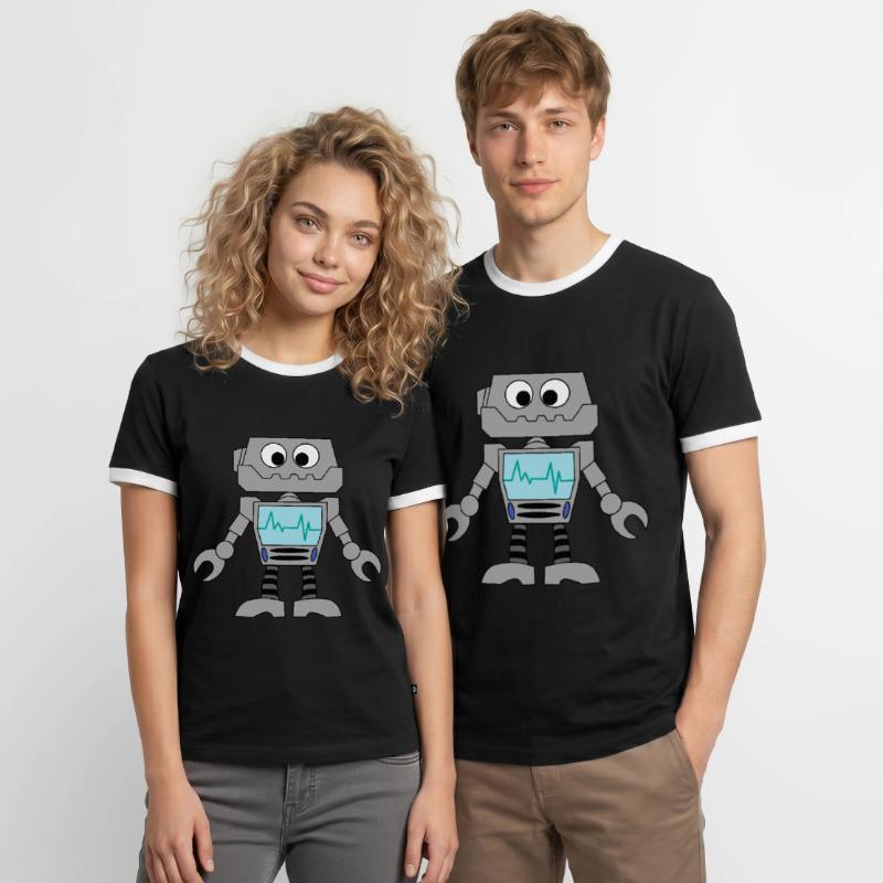 Roboter Technik Computer Elektronik Geschenkidee Männer Kontrast-T-Shirt