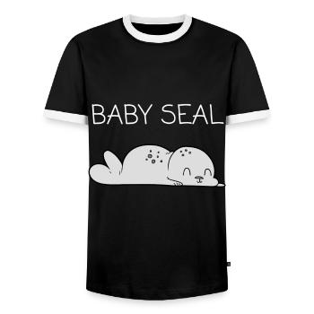 Seal baby - Men's Ringer Shirt - black/white - Front - AI Model Female 172 light (172cm) & AI Model Male 178 light (178cm)