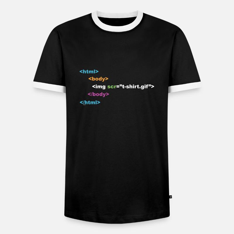 html programmer computer nerd - Men's Ringer Shirt - black/white