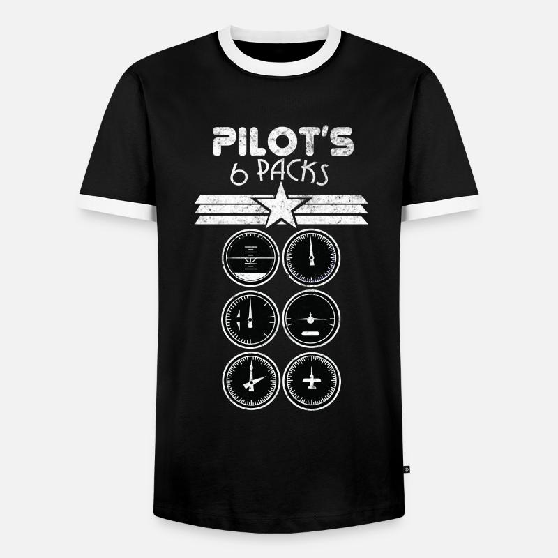 Pilot Cockpit Sixpack - Männer Kontrast-T-Shirt - Schwarz/Weiß