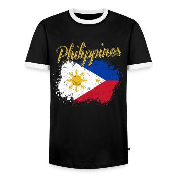 Philippines Philippine - T-shirt contrasté Homme - noir/blanc - Devant - AI Model Female 172 light (172cm) & AI Model Male 178 light (178cm)