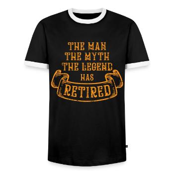 Pension legend gift - Men's Ringer Shirt - black/white - Front - AI Model Female 172 light (172cm) & AI Model Male 178 light (178cm)
