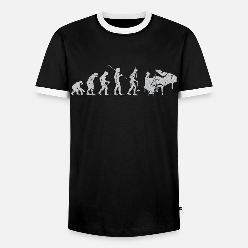 Evolution Musik Klavier - Männer Kontrast-T-Shirt - Schwarz/Weiß