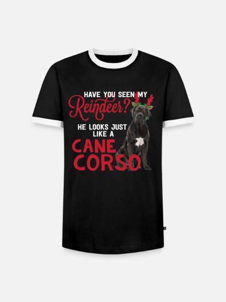 Christmas Cane Corso Dog Reindeer Costume Moloss - Men's Ringer Shirt - black/white