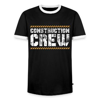 Construction worker construction site team - Men's Ringer Shirt - black/white - Front - AI Model Female 172 light (172cm) & AI Model Male 178 light (178cm)