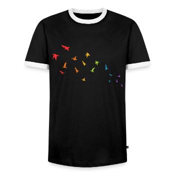 LGBT gift - Men's Ringer Shirt - black/white - Front - AI Model Female 172 light (172cm) & AI Model Male 178 light (178cm)