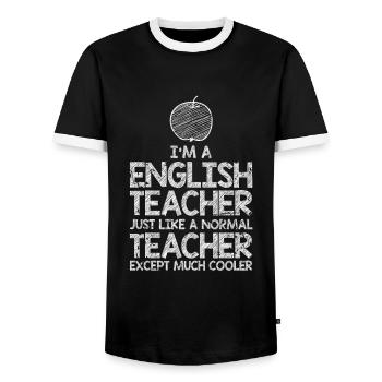 Cadeau de professeur d'anglais - T-shirt contrasté Homme - noir/blanc - Devant - AI Model Female 172 light (172cm) & AI Model Male 178 light (178cm)