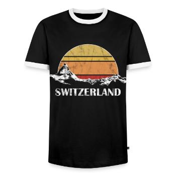Suisse Alpes Cervin Vintage Retro Cadeau - T-shirt contrasté Homme - noir/blanc - Devant - AI Model Female 172 light (172cm) & AI Model Male 178 light (178cm)