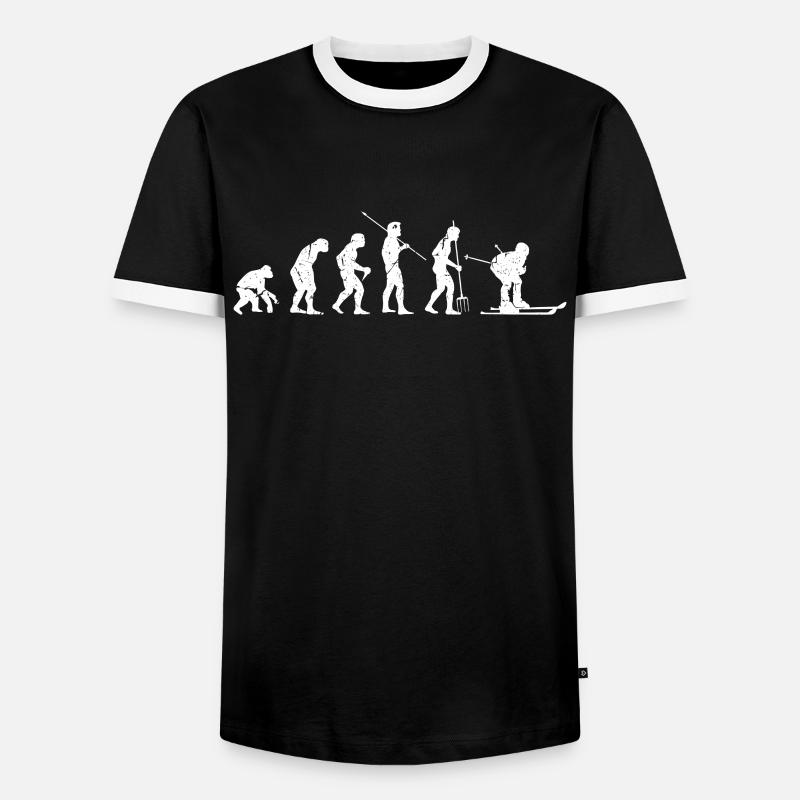 Evolution Ski - Männer Kontrast-T-Shirt - Schwarz/Weiß