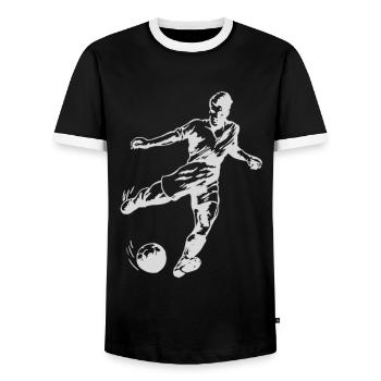 Fussball - Männer Kontrast-T-Shirt - Schwarz/Weiß - Vorne - AI Model Female 172 light (172cm) & AI Model Male 178 light (178cm)