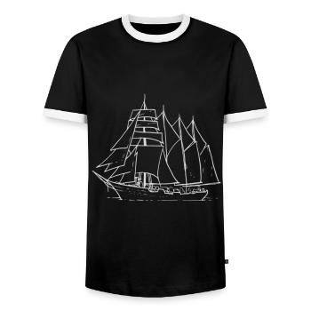 ship - Men's Ringer Shirt - black/white - Front - AI Model Female 172 light (172cm) & AI Model Male 178 light (178cm)