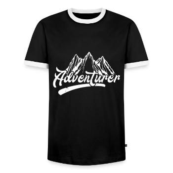 Abenteurer Adventurer Wandern Wanderer Wanderin - Männer Kontrast-T-Shirt - Schwarz/Weiß - Vorne - AI Model Female 172 light (172cm) & AI Model Male 178 light (178cm)