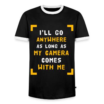 Photographe caméra photo caméra cadeau de caméra - T-shirt contrasté Homme - noir/blanc - Devant - AI Model Female 172 light (172cm) & AI Model Male 178 light (178cm)