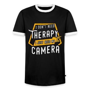 i dont need therapy cameraFotograph Geschenk Fotog - Männer Kontrast-T-Shirt - Schwarz/Weiß - Vorne - AI Model Female 172 light (172cm) & AI Model Male 178 light (178cm)