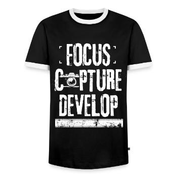 Photographe photographie cadeau caméra camera - T-shirt contrasté Homme - noir/blanc - Devant - AI Model Female 172 light (172cm) & AI Model Male 178 light (178cm)