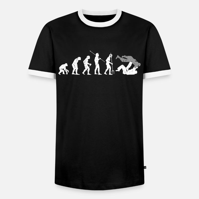 Evolution Kampfsport Judo - Männer Kontrast-T-Shirt - Schwarz/Weiß