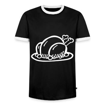 Food roast cooking chicken gift family - Men's Ringer Shirt - black/white - Front - AI Model Female 172 light (172cm) & AI Model Male 178 light (178cm)