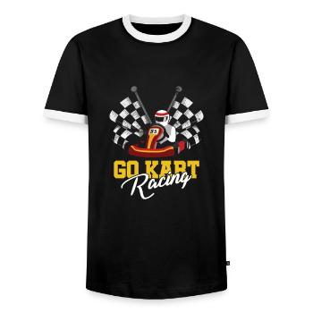 Go Karts Motorsport Karting Road Racing Racer Go - Men's Ringer Shirt - black/white - Front - AI Model Female 172 light (172cm) & AI Model Male 178 light (178cm)