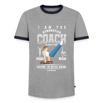 Balancing Gymnasts Acrobatics Trainers I Am The - Men's Ringer Shirt - grey/navy  - Front - AI Model Female 172 light (172cm) & AI Model Male 178 light (178cm)