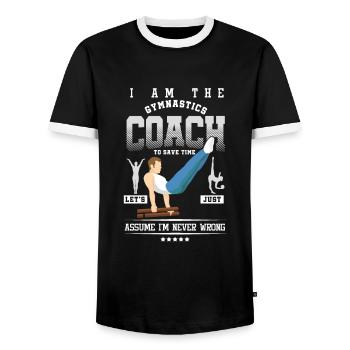 Balancing Turner Akrobatik Trainer Ich bin der - Männer Kontrast-T-Shirt - Schwarz/Weiß - Vorne - AI Model Female 172 light (172cm) & AI Model Male 178 light (178cm)