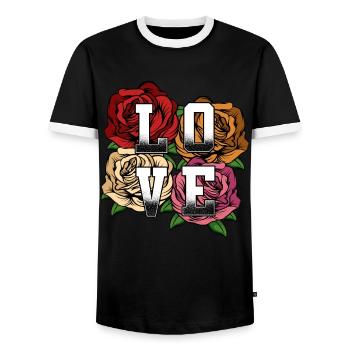 Love roses declaration of love statement gift idea - Men's Ringer Shirt - black/white - Front - AI Model Female 172 light (172cm) & AI Model Male 178 light (178cm)