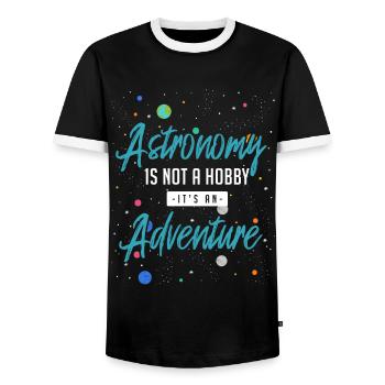 Astronomy adventure - Men's Ringer Shirt - black/white - Front - AI Model Female 172 light (172cm) & AI Model Male 178 light (178cm)