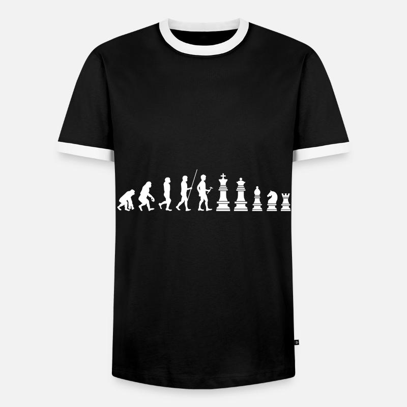 Évolution des échecs - T-shirt contrasté Homme - noir/blanc