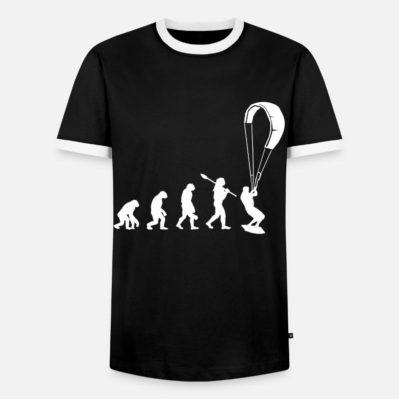 Evolution Kitesurfen - Männer Kontrast-T-Shirt - Schwarz/Weiß