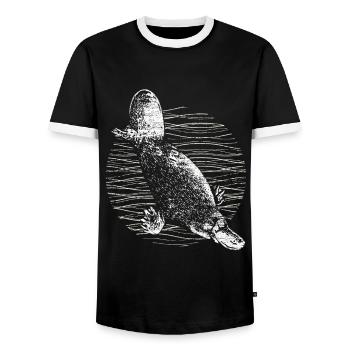 Platypus beaver - Men's Ringer Shirt - black/white - Front - AI Model Female 172 light (172cm) & AI Model Male 178 light (178cm)