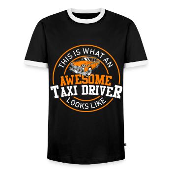 chauffeur de taxi - T-shirt contrasté Homme - noir/blanc - Devant - AI Model Female 172 light (172cm) & AI Model Male 178 light (178cm)
