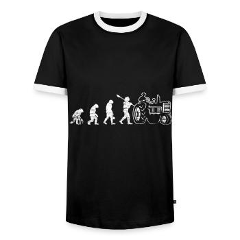 Evolution du tracteur - T-shirt contrasté Homme - noir/blanc - Devant - AI Model Female 172 light (172cm) & AI Model Male 178 light (178cm)