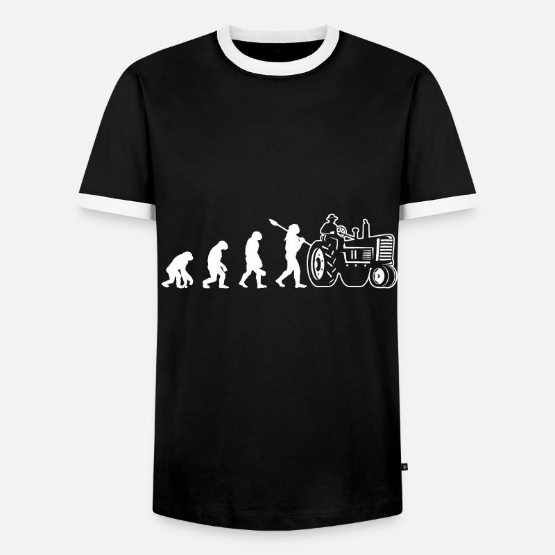 Evolution tractor - Men's Ringer Shirt - black/white