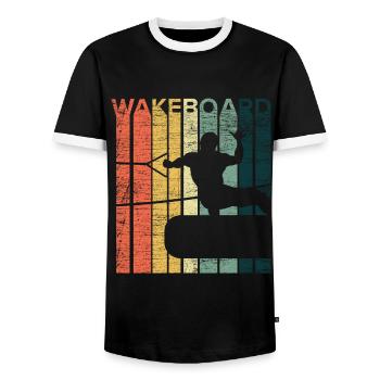 Cascades de wakeboard - T-shirt contrasté Homme - noir/blanc - Devant - AI Model Female 172 light (172cm) & AI Model Male 178 light (178cm)