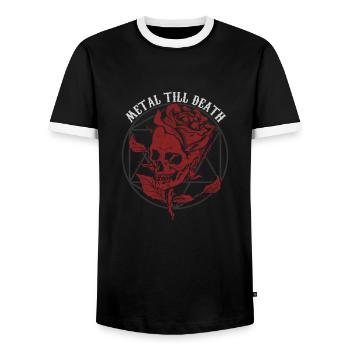 Metal bis zum Tod Heavy Metal Hard Rock Musik - Männer Kontrast-T-Shirt - Schwarz/Weiß - Vorne - AI Model Female 172 light (172cm) & AI Model Male 178 light (178cm)