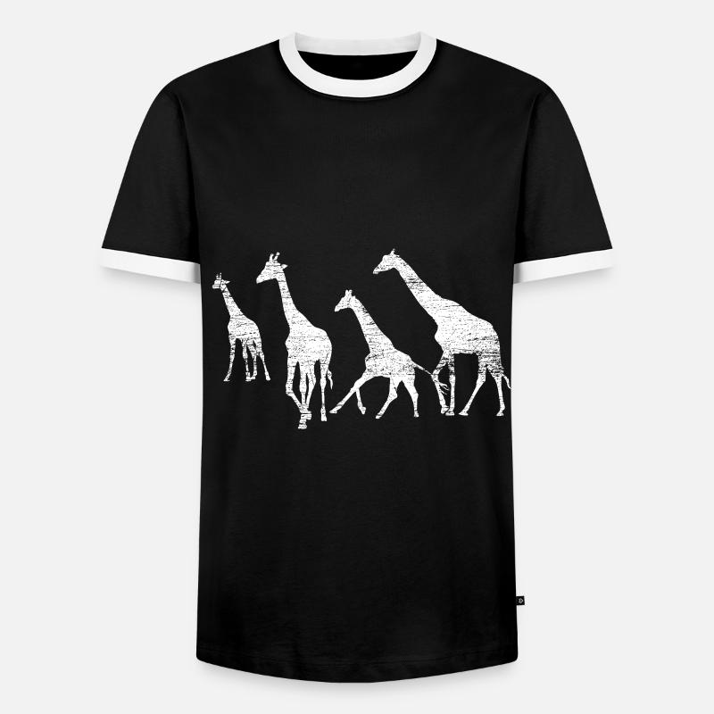 Giraffe - Männer Kontrast-T-Shirt - Schwarz/Weiß