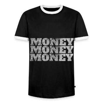 Money Money Money - Men's Ringer Shirt - black/white - Front - AI Model Female 172 light (172cm) & AI Model Male 178 light (178cm)