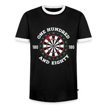 DART ONE ANDRED EIGHTY DARTS 180 - Men's Ringer Shirt - black/white - Front - AI Model Female 172 light (172cm) & AI Model Male 178 light (178cm)
