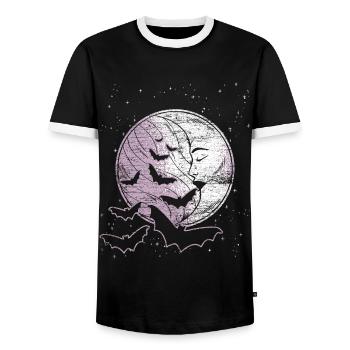 Bat Night - Men's Ringer Shirt - black/white - Front - AI Model Female 172 light (172cm) & AI Model Male 178 light (178cm)