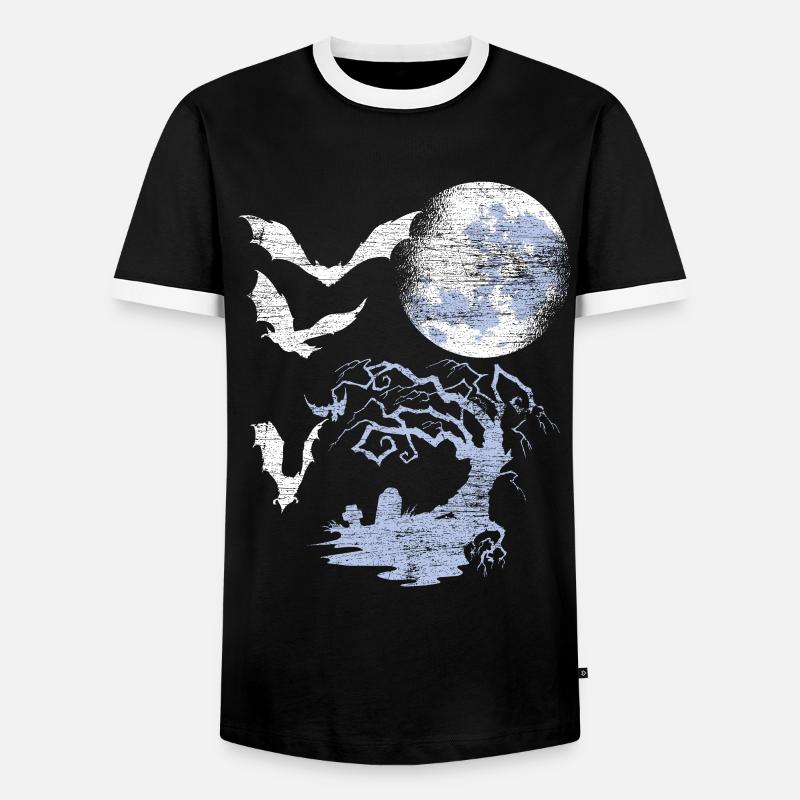 Bat Moon - Men's Ringer Shirt - black/white