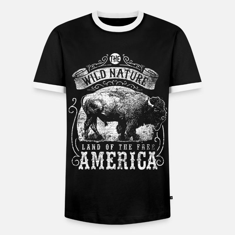 Büffel - Männer Kontrast-T-Shirt - Schwarz/Weiß