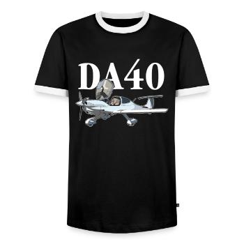Flugzeug DA40 - Männer Kontrast-T-Shirt - Schwarz/Weiß - Vorne - AI Model Female 172 light (172cm) & AI Model Male 178 light (178cm)