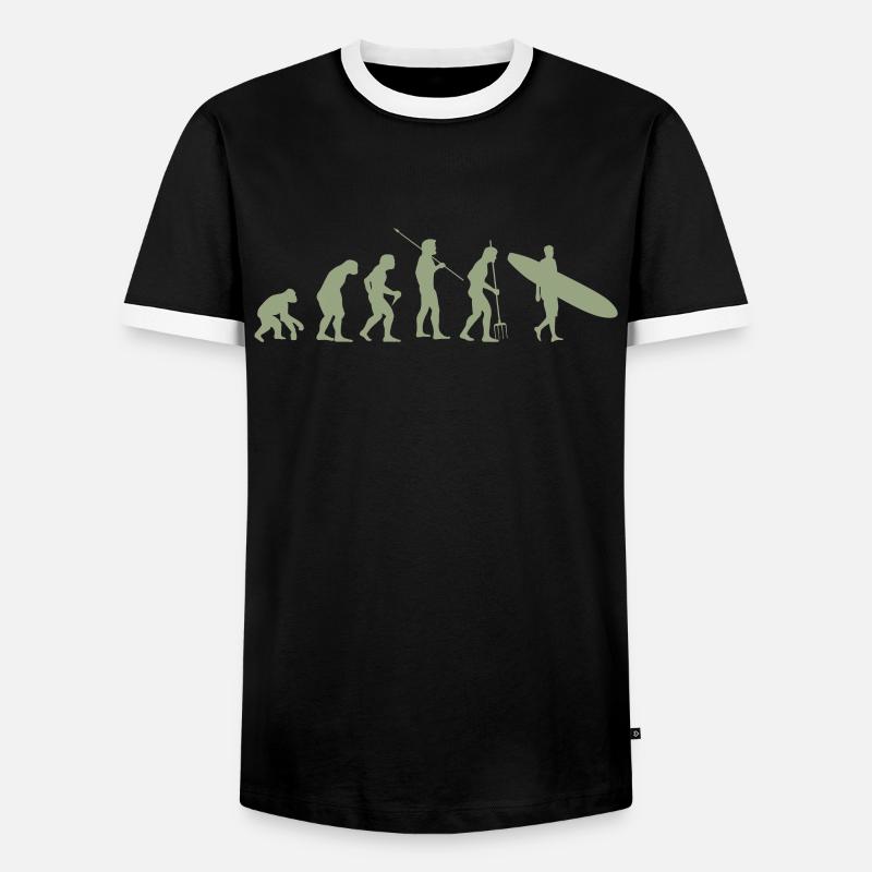 Surfing Evolution - Men's Ringer Shirt - black/white