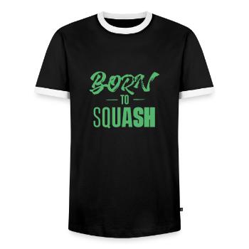 Joueur de squash de l’équipe Squash Squashen Squash jeu de squash - T-shirt contrasté Homme - noir/blanc - Devant - AI Model Female 172 light (172cm) & AI Model Male 178 light (178cm)