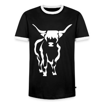 Cow cows beef farmer farmer silhouette gift - Men's Ringer Shirt - black/white - Front - AI Model Female 172 light (172cm) & AI Model Male 178 light (178cm)